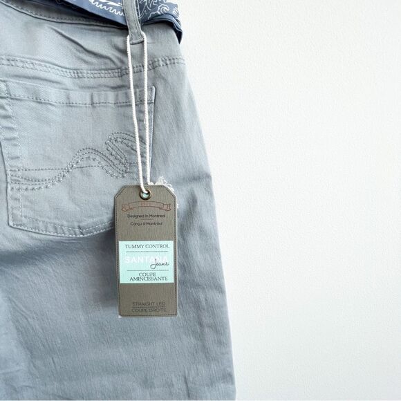 Santana Jeans Tummy Control Light Blue Straight Leg Crop Belted Women's 6 NWT - Picture 3 of 11